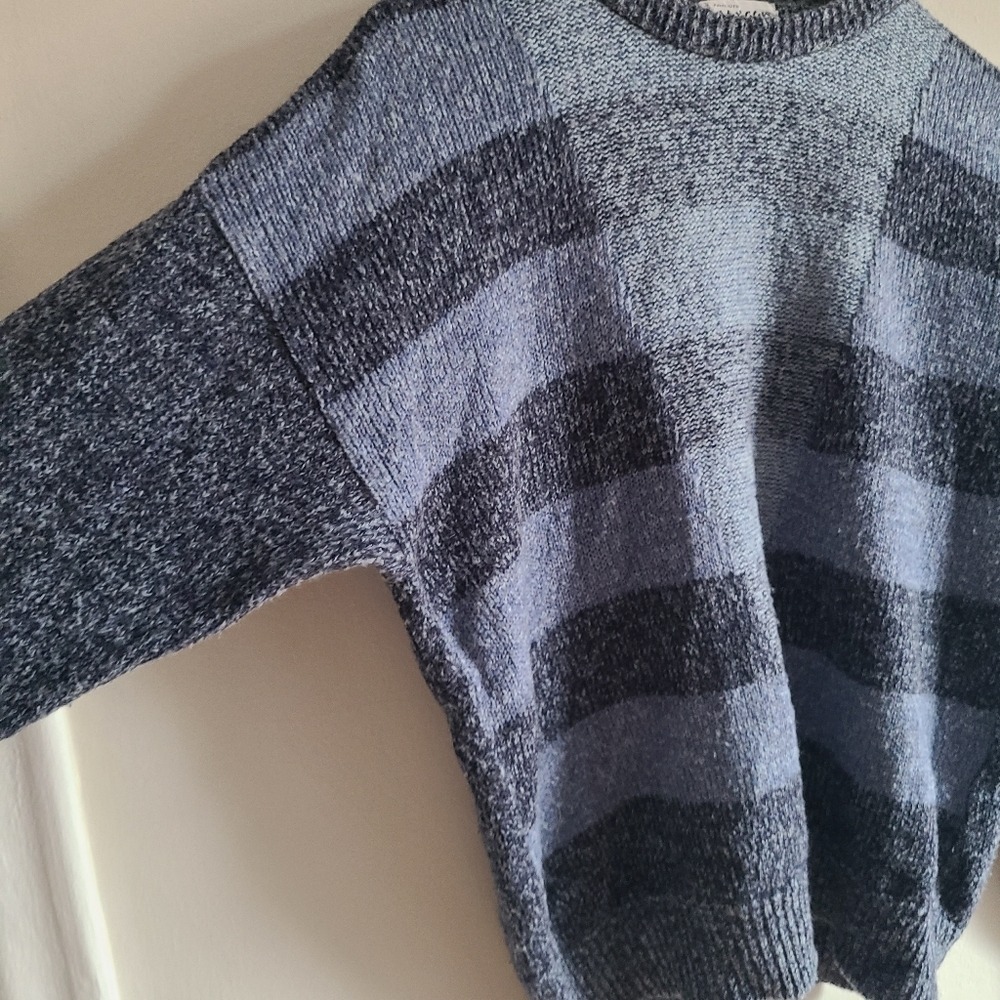Vintage Morgan Blue Alpaca Wool Blend Geometric Crewneck Sweater Large Italy - Picture 2 of 5